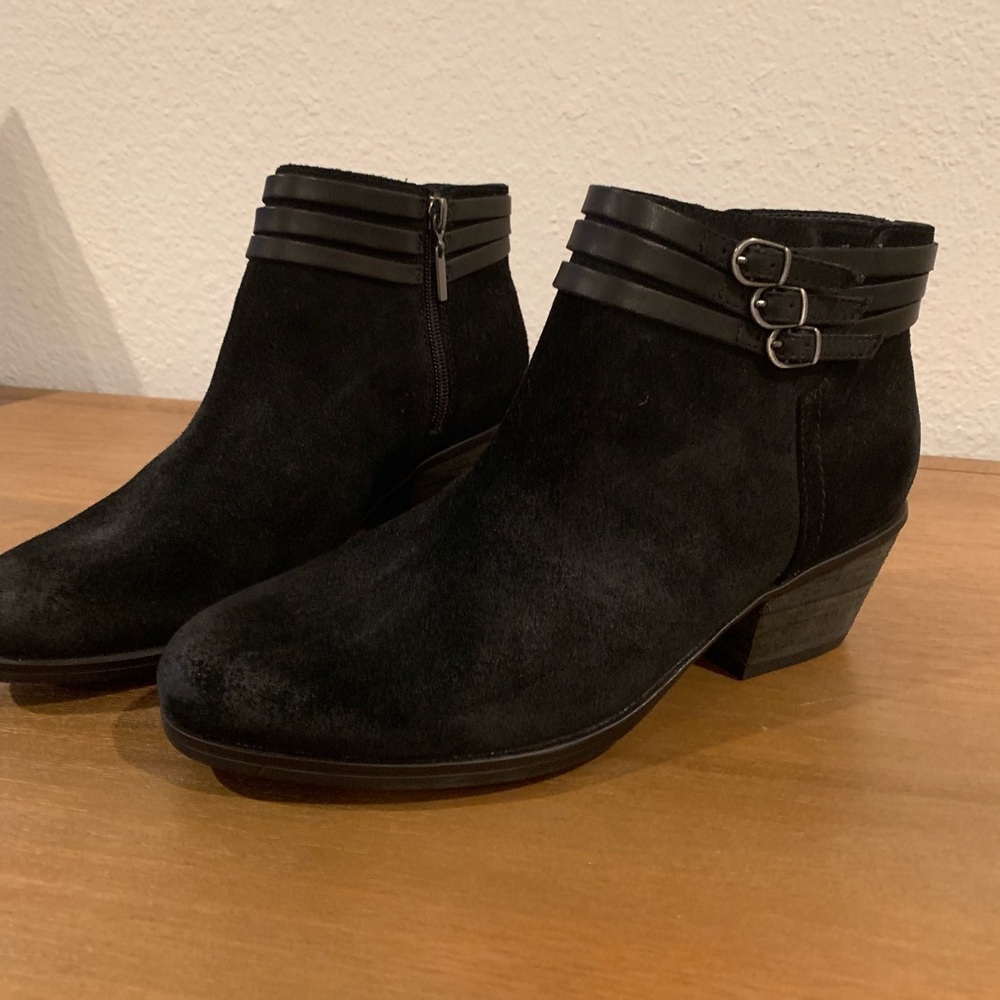 Black suede booties